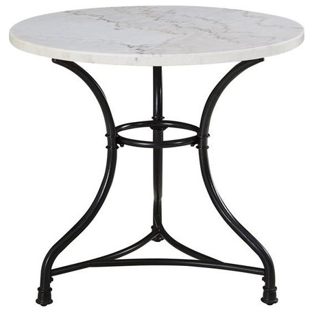 Steve Silver Claire Round Marble Top Cafe Dining Table in White/Black