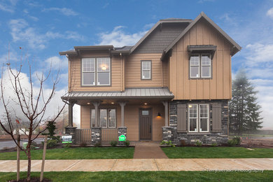 Example of a transitional exterior home design in Portland
