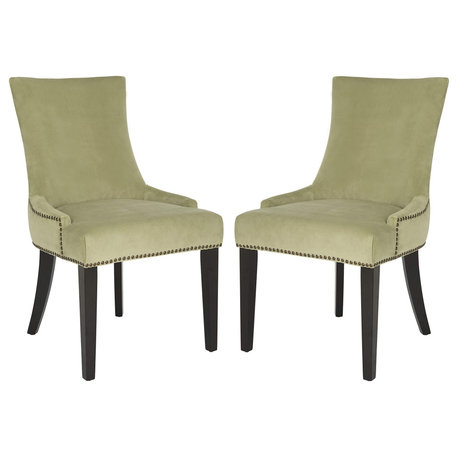 Transitional Dining Chair, Padded Seat, Elegant Design with Nailhead Accents, Mint