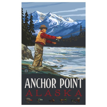 Paul A. Lanquist Anchor Point Alaska Fly Fisherman Art Print, 30"x45"
