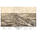 Ted's Vintage Art - Historic Cherryfield, ME Map 1896, Vintage Maine Art Print, 12"x18" - Ghosted image on final product not included