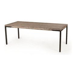 Lorie Driftwood Oak + Industrial Iron Dining Room Table - Dining Tables