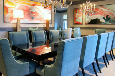 Example of a transitional dining room design in Houston