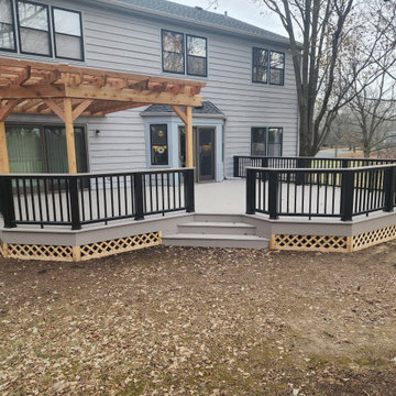 Azek Deck Rough Cedar Pergola & Railing