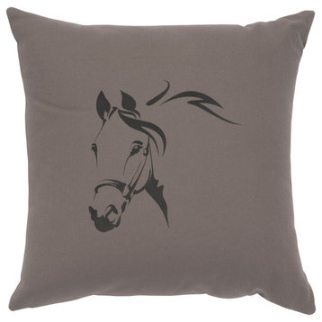 Image Pillow 16x16 Horse Profile Cotton Chrome
