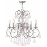 Livex Lighting - Livex Lighting 50766-91 Donatella - Six Light Chandelier - Canopy Included: TRUE  Shade InDonatella Six Light  Brushed Nickel Clear *UL Approved: YES Energy Star Qualified: n/a ADA Certified: n/a  *Number of Lights: Lamp: 6-*Wattage:60w Candelabra Base bulb(s) *Bulb Included:No *Bulb Type:Candelabra Base *Finish Type:Brushed Nickel