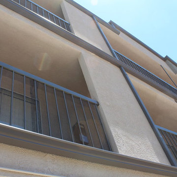 Bronze Seamless Rain Gutters, on an Apartment Building in Eagle Rock