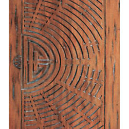 Chinese Style Hand Carved Mahogany Single Door, Right - Front Doors