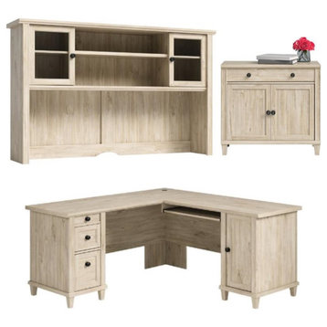 Home Square 3-Piece Set with L-Shaped Desk Hutch & Library Base