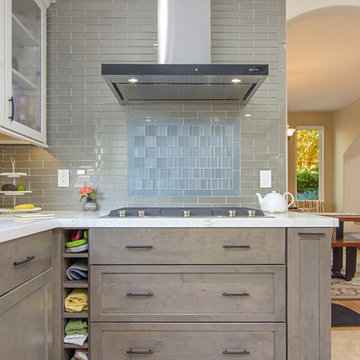 Encinitas Kitchen Remodel With Manhattan Glass Silk Subway Tile Backsplash