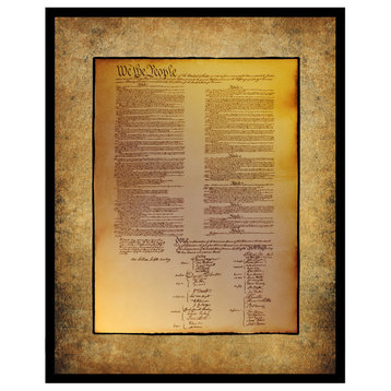 US Constitution We The People Print on Canvas with Picture Frame, 17"x21"
