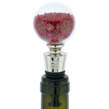 GlassOfVenice Murano Glass Sparkly Beads Bottle Stopper - Red