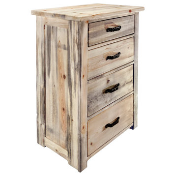 Big Sky Collection Rugged Sawn 4 Drawer Chest of Drawers, Natural