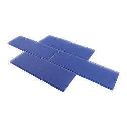 3x9 Cobalt Blue Frosted Subway Glass Tiles - Home Accessories & Decor