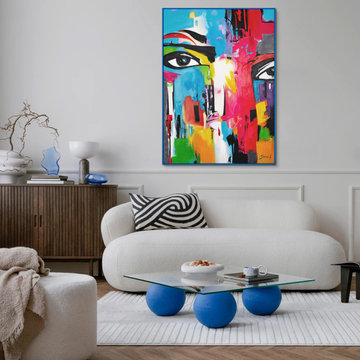 Abstract modern wall art in frame "Stained glass reflection"