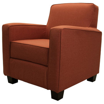 Comfortable Accent Chair, Cushioned Deep Seat With Track Arms, Mango