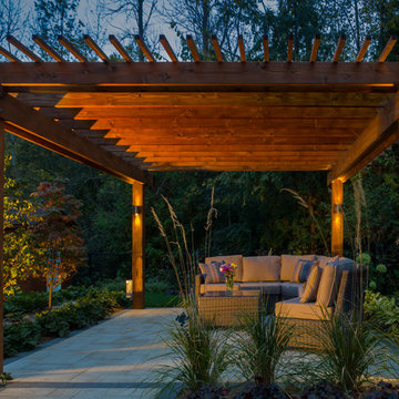 Swim Spa, Pergola, and Outdoor Living and Dining Areas