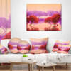 Red And Purple Japanese Gardens Landscape Printed Throw Pillow, 16"x16"