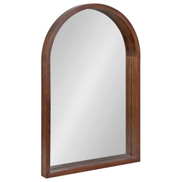 Hutton Wood Framed Arch Mirror, Walnut Brown, 20"x30"