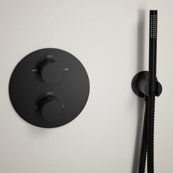 LUSSO STONE NOIR LUXE MATT BLACK SHOWER SET WITH THERMOSTATIC VALVE AND HAND-HEL - Products