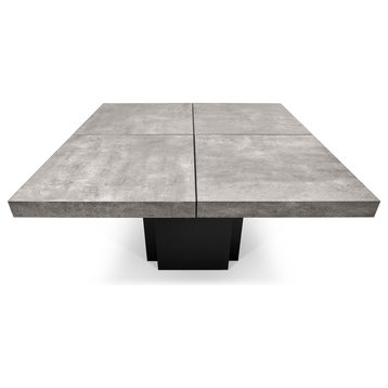 Tema Dusk 59in Dining/Work Tables, Concrete Look / Pure Black