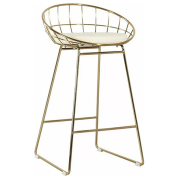 Kylie Steel Counter Stool, Gold/White