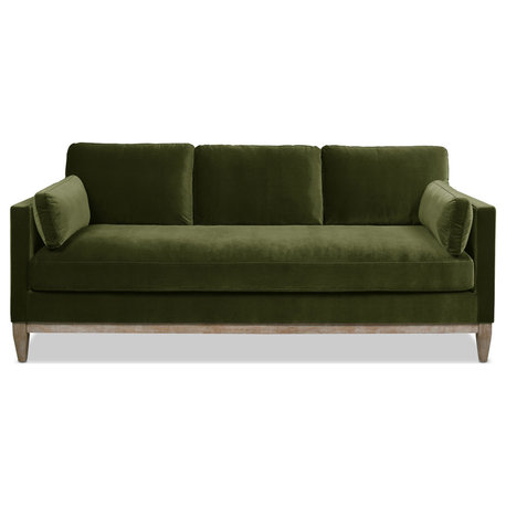 Knox 84" Modern Farmhouse Loose Pillow-Back Sofa, Olive Green