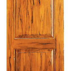 RA-460 Round Top Raised 2-Panel Tropical Rustic Hardwood Entry Single Door - Front Doors