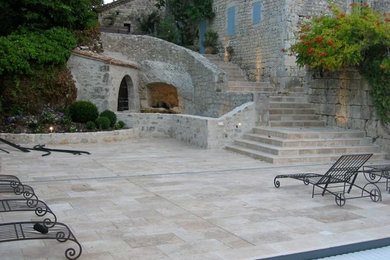 Idée de décoration pour une terrasse champêtre.