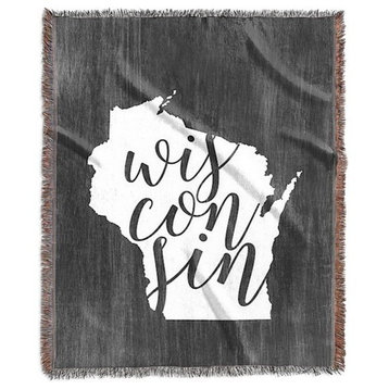 "Home State Typography, Wisconsin" Woven Blanket 60"x80"