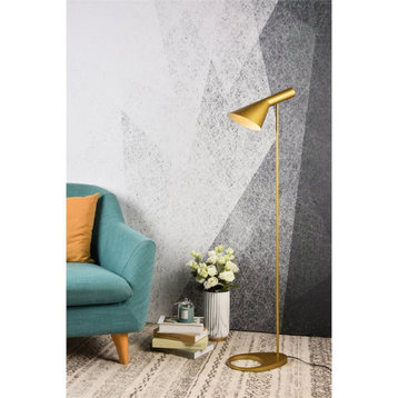 Living District Juniper 1-Light Modern Metal Floor Lamp in Brass