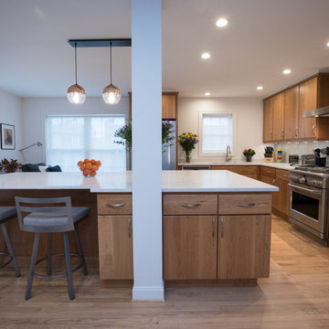 Modern Wood Kitchen Remodel | Open-Concept Layout & Large Quartz Island