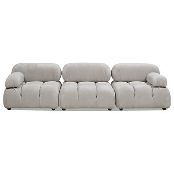 Marcel 109.5" Modular Modern 3-Piece Sofa, Pebble Gray Corduroy