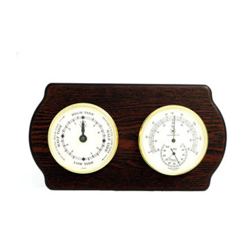 Brass Tide Clock and Thermometer/Hygrometer on Ash