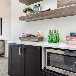 Cottage open concept carpeted home theater photo in Boise