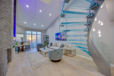 Example of a minimalist loft-style living room design in Los Angeles
