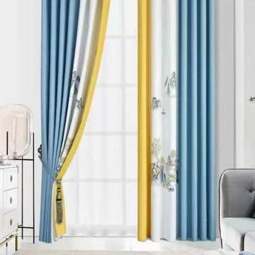 QYFL9013D Illawarra Flower Faux Linen Eyelet Ready Made Extra Wide Curtains For