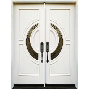 Crescent Door: Solid Wood Double Door, 61.25 X 97, Righthand