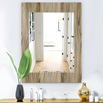 Designart Wood Iii Midcentury Frameless Wall Mirror, 28x40