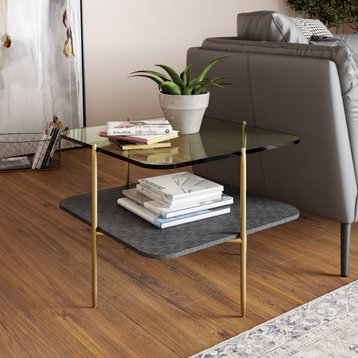 Modrest Cari Glam Gold + Glass End Table