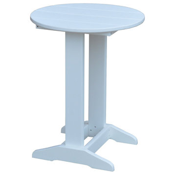 Poly Lumber Balcony Side Table, White, Round