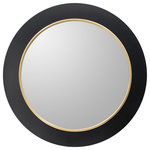 A&B Home - Large Black & Gold Round Wall Mirror With Led Light D31.5x2.5" - Elevate your home decor with this sleek black and gold round wall mirror with LED lights. The large round mirror features beauty and function. This mirror will be the focal point in any room.