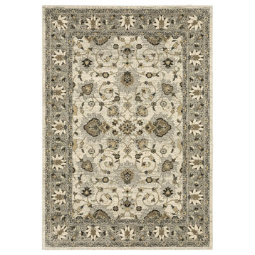 Fleming Floral Traditonal Beige and Brown Area Rug, 5'3"x7'6"