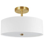 Dainolite - Dainolite 571-143SF-AGB-WH Everly, 3 Light Semi-Flush Mount - Warranty: 1 Year Room Style: Bedroom/FoEverly 3 Light Semi- Aged Brass White Fab *UL Approved: YES Energy Star Qualified: n/a ADA Certified: n/a  *Number of Lights: 3-*Wattage:60w E26 bulb(s) *Bulb Included:No *Bulb Type:E26 *Finish Type:Aged Brass