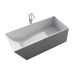 ADM Bathroom Design - ADM Shelved Rectangular Freestanding Bathtub, Glossy White, 62.9" - Bathtubs