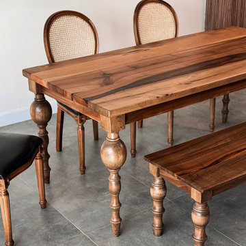 French Country Dining Table - Solid Walnut Farmhouse Kitchen Table