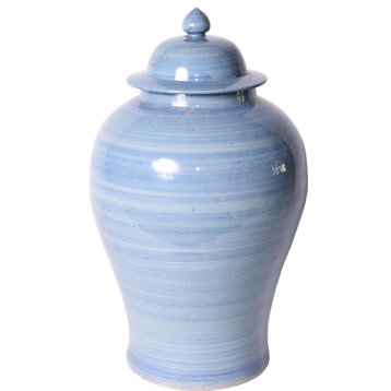Temple Jar Lake Blue Varying Porcelain Ceramic Handmade Ha