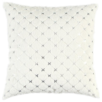Ivory Silver Metallic Diamond Pattern Throw Pillow