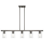 Livex Lighting - Clarion 5 Light Black Chrome Linear Chandelier - The Clarion transitional five light linear chandelier will bring posh sophistication to your decor. The angular frame and clear cylinder glass give this black chrome finish a sleek, contemporary look.