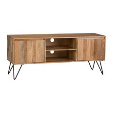 Simpli Home Hunter Wood 60" TV Media Stand in Natural